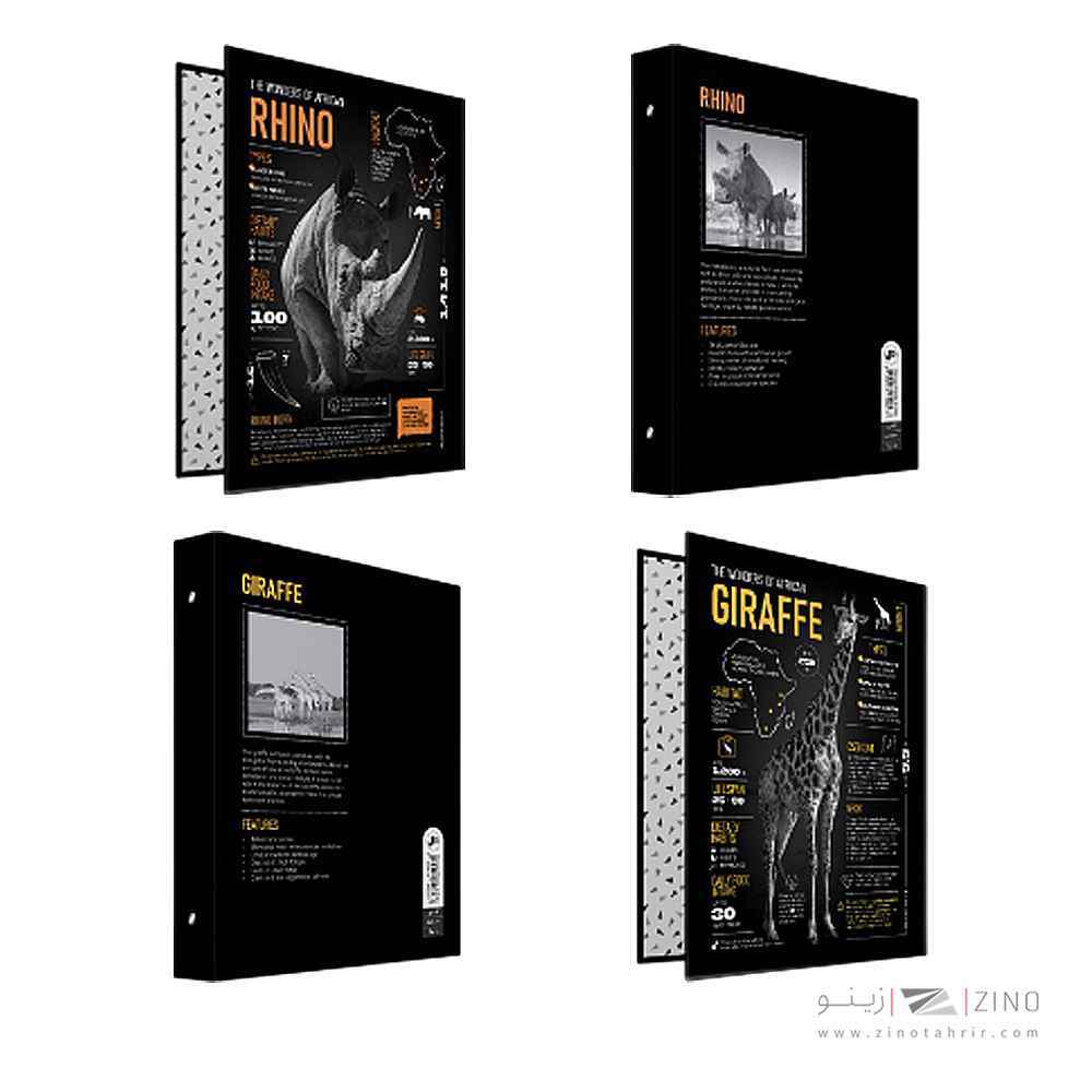 دفترکلاسوری26حلقه 100برگ قفل فلز جلدسخت پیل سری آفریقا