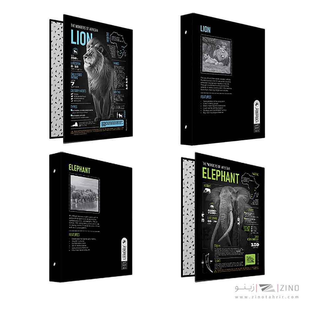 دفترکلاسوری26حلقه 100برگ قفل فلز جلدسخت پیل سری آفریقا