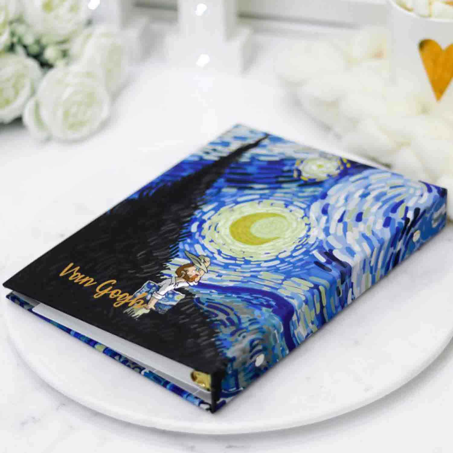 دفترکلاسوری20حلقه100برگ قفل فلز برگ سری ونگوگ کد71509