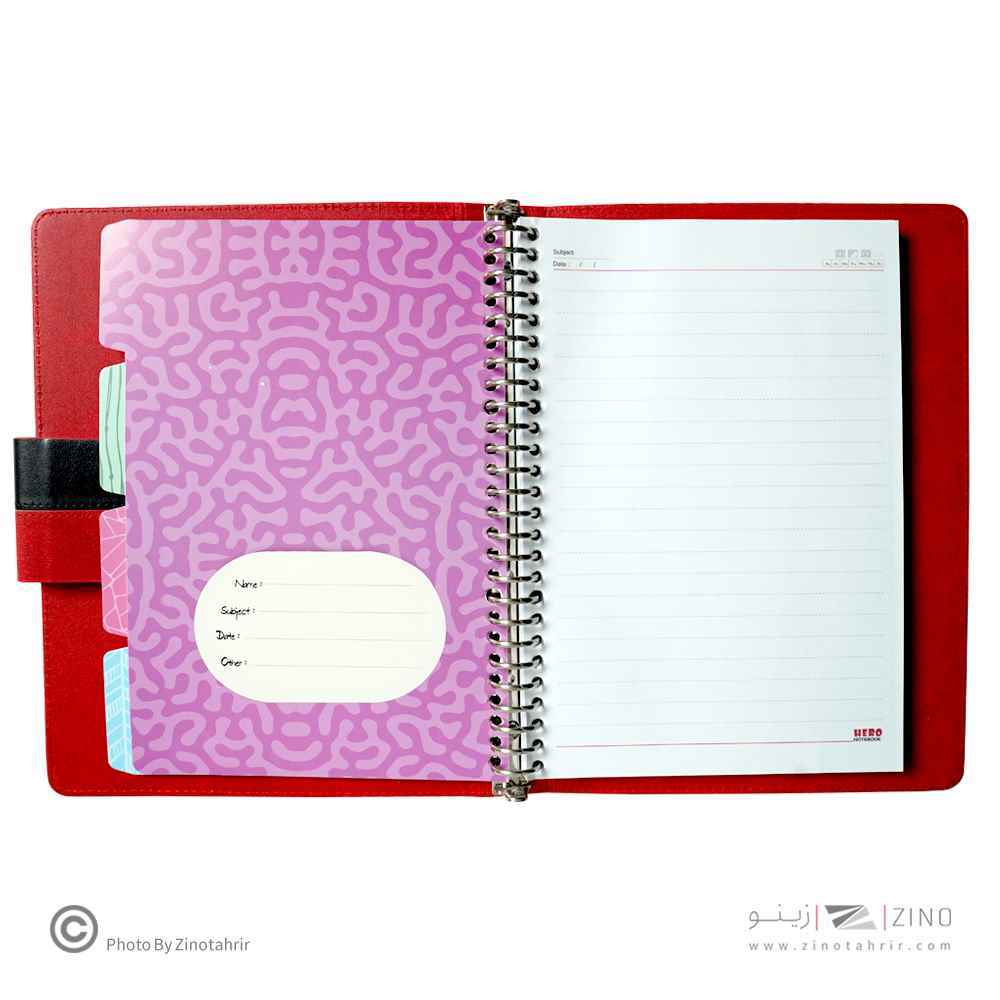 دفتر کلاسور26حلقه100برگ قفل فلز(مگنتی) هیرو چرم 2تکه کدFB61