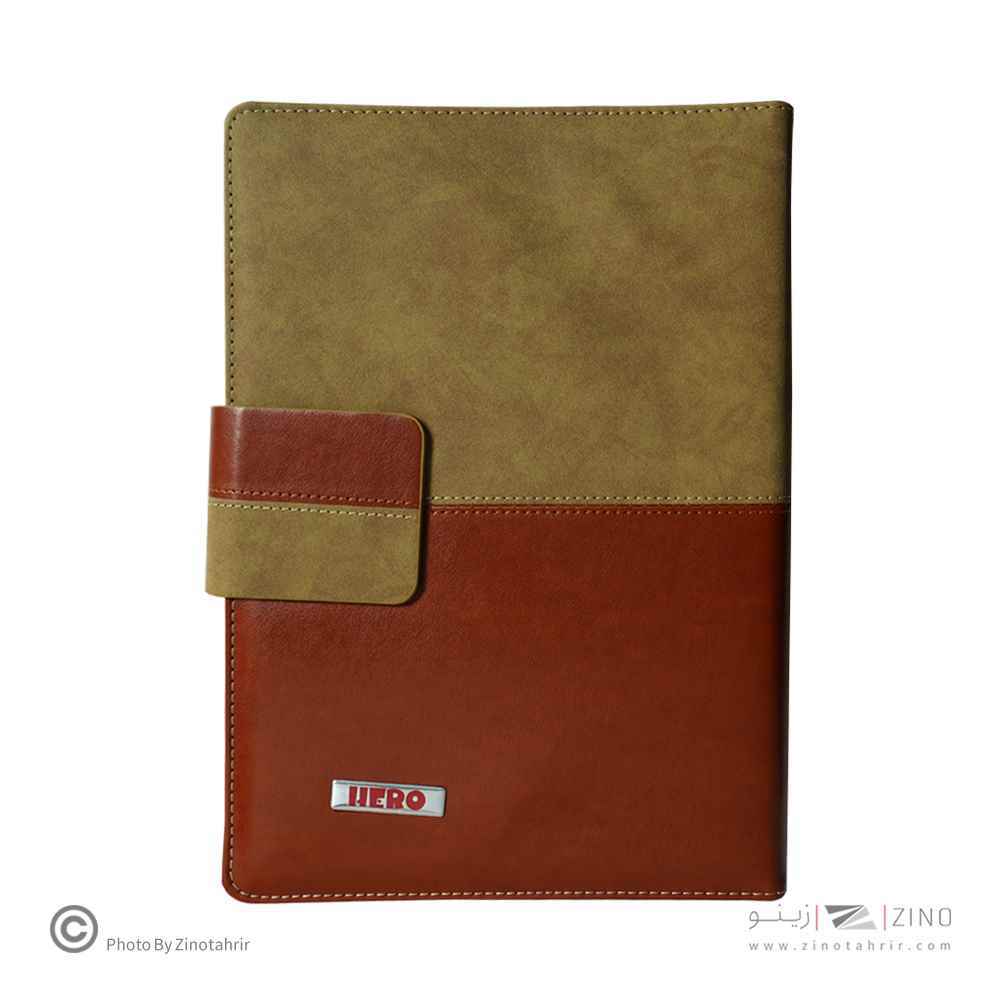 دفتر کلاسور26حلقه100برگ قفل فلز(مگنتی) هیرو چرم 2تکه کدFB61