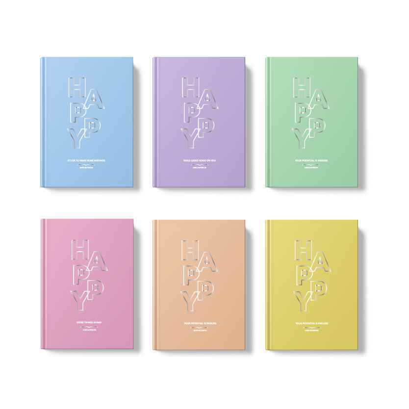 دفتریادداشت120برگی 210*145ته دوخت جلدسخت کشداربی هپی لانگو