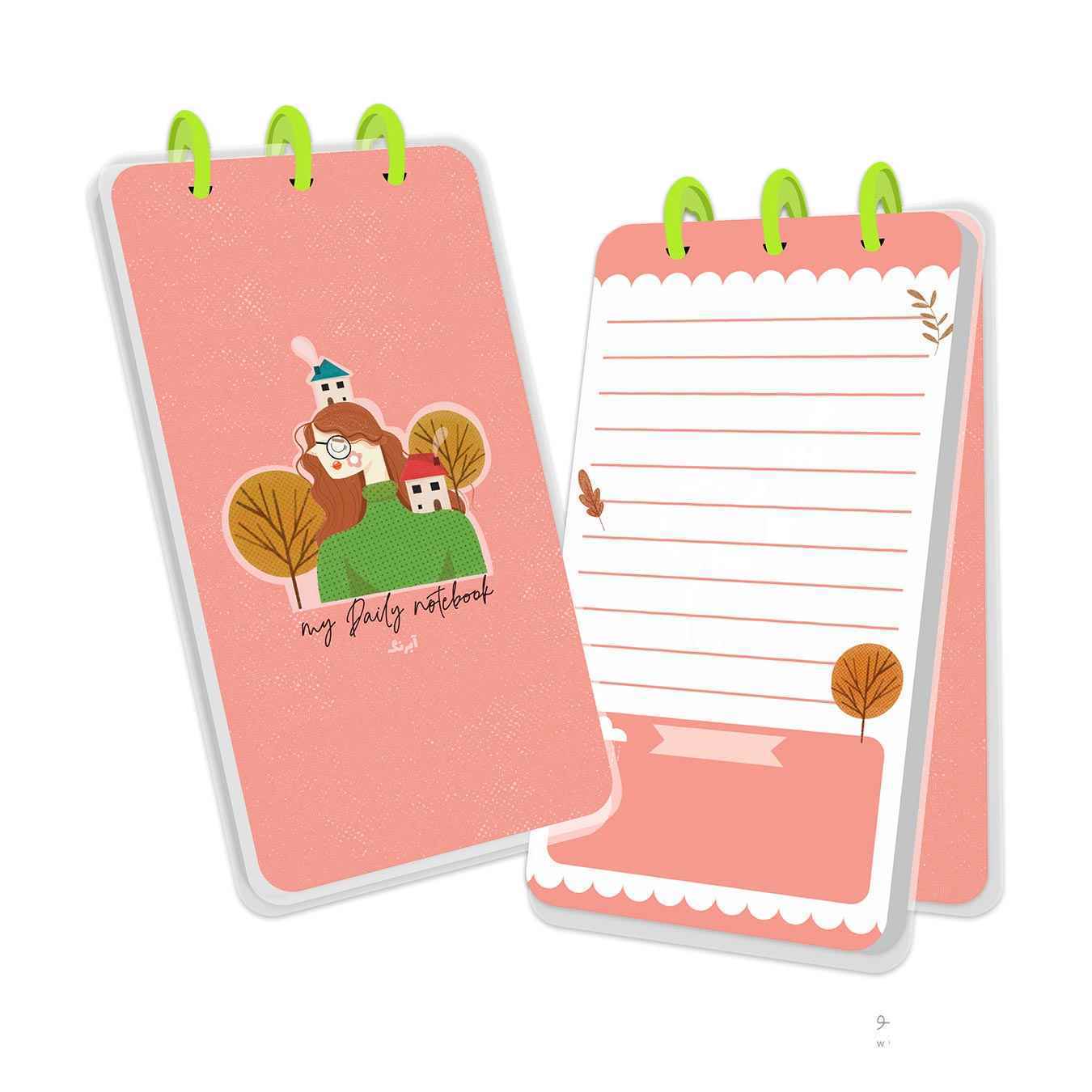 دفتر یادداشت100 برگ پالتویی جلد طلق پرسی 1017 دکمه ای آبرنگ