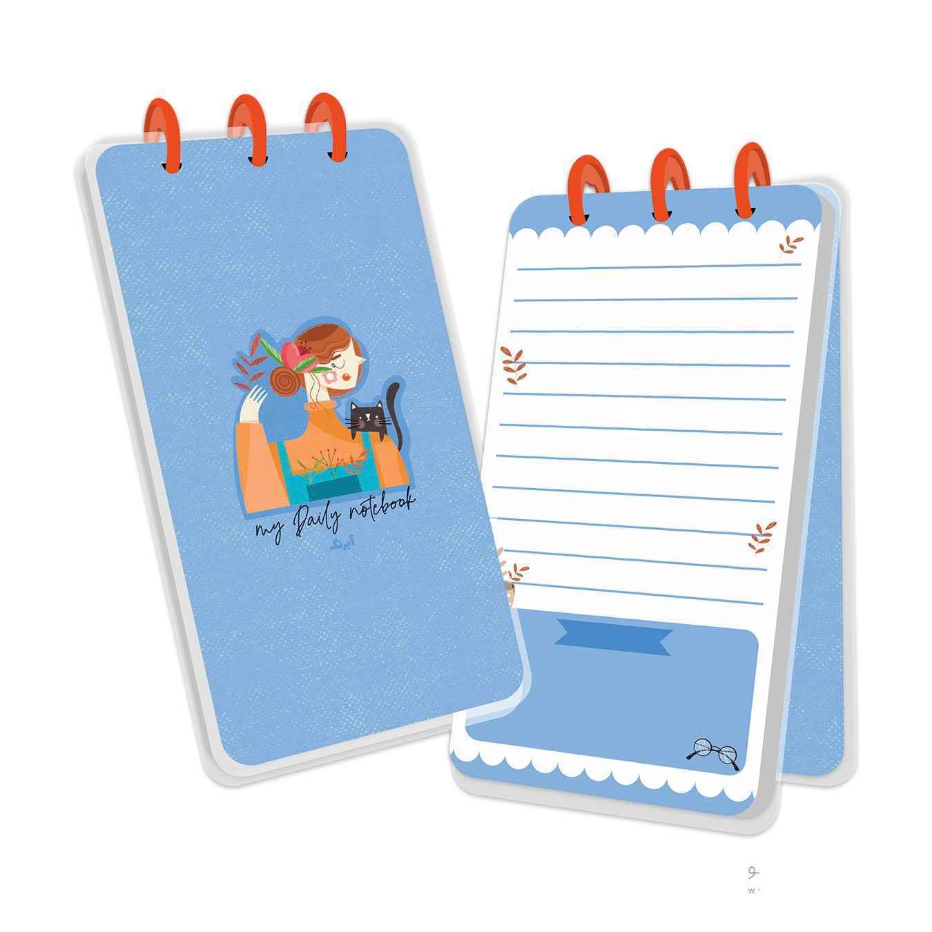 دفتر یادداشت100 برگ پالتویی جلد طلق پرسی 1017 دکمه ای آبرنگ