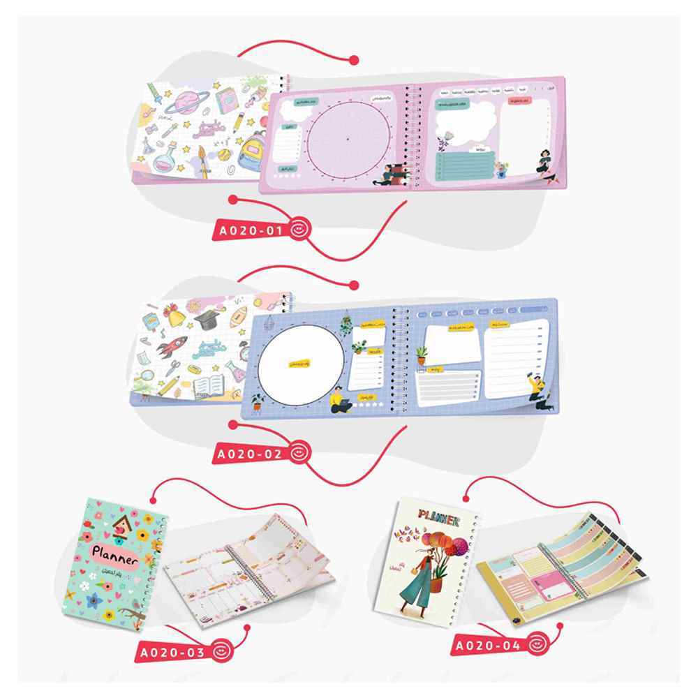 پلنر80برگA5سیمی 14*20 آبرنگ سری تحصیلی کدA020