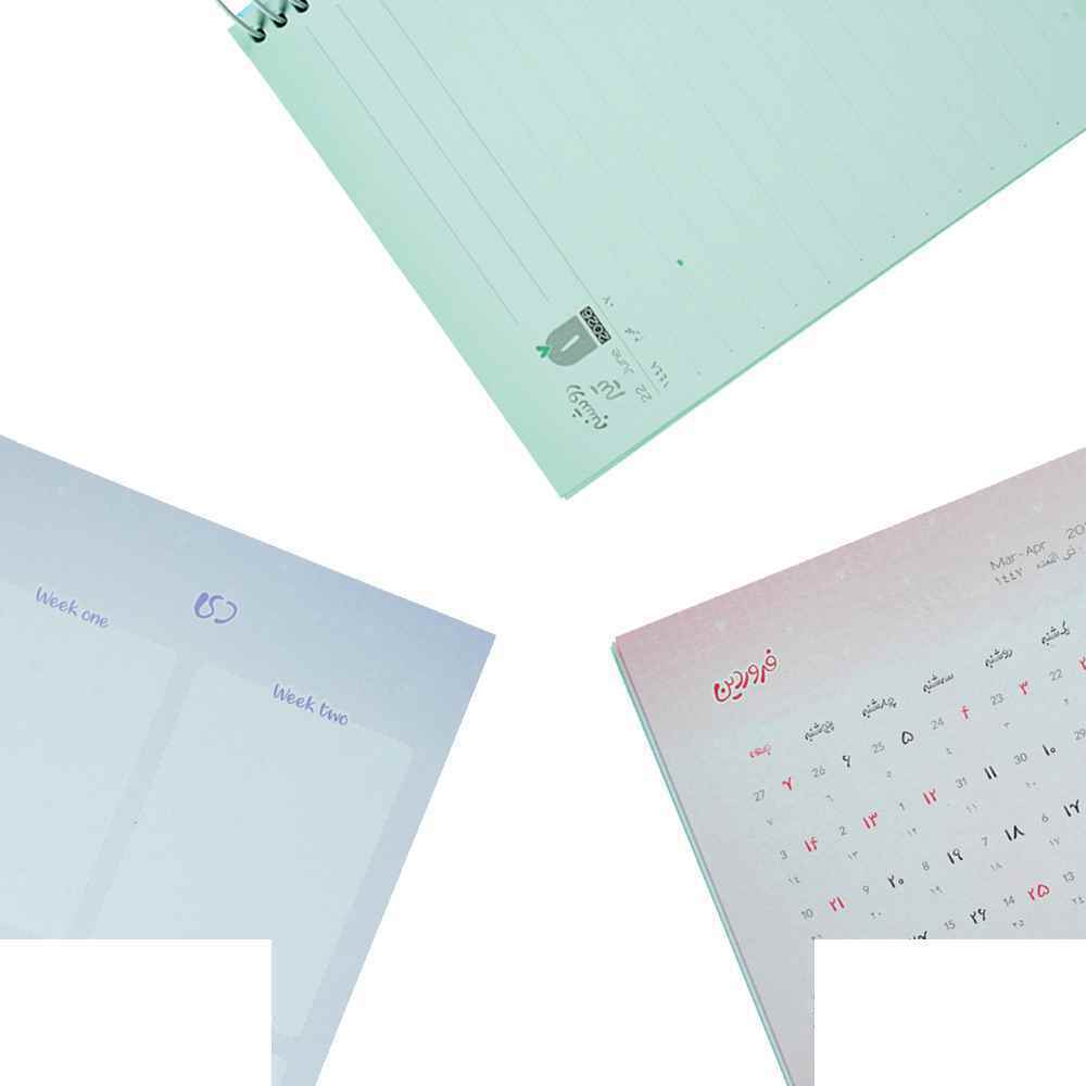 سررسیدa5سیمی رنگی طلاکوب یه سال خوب برگ سال1405کد73953 7رنگ کارتن35عددی