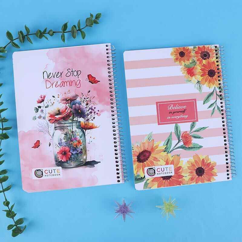 دفتر سیمی حاشیه دار 80 برگ طرح فانتزی کد 802 cute