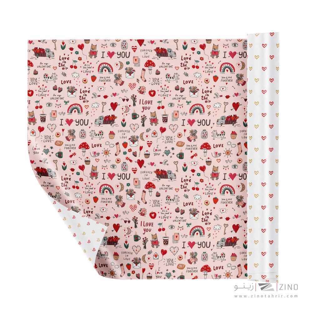 کاغذ کادو دورو ایمان طرح قلب یووی3کد0355