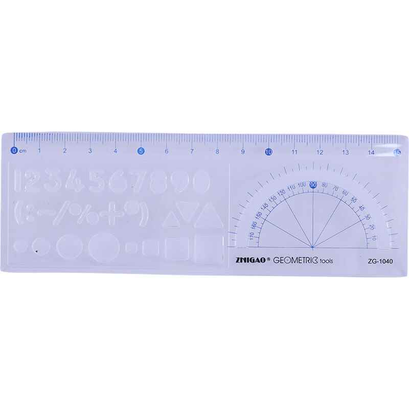 خط کش شابلون دار پلاستیکی zhigao 15cm کد zg-1983