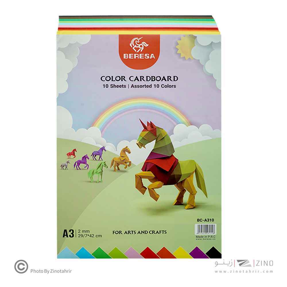 مقوا (180گرم)A3  بسته10رنگ100برگی برسا کدBC-A310