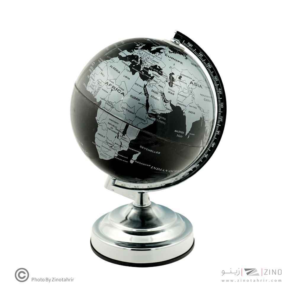 کره جغرافیایی سایز20 پایه کلاسیک چراغ دار نقره ای لاتین ایده