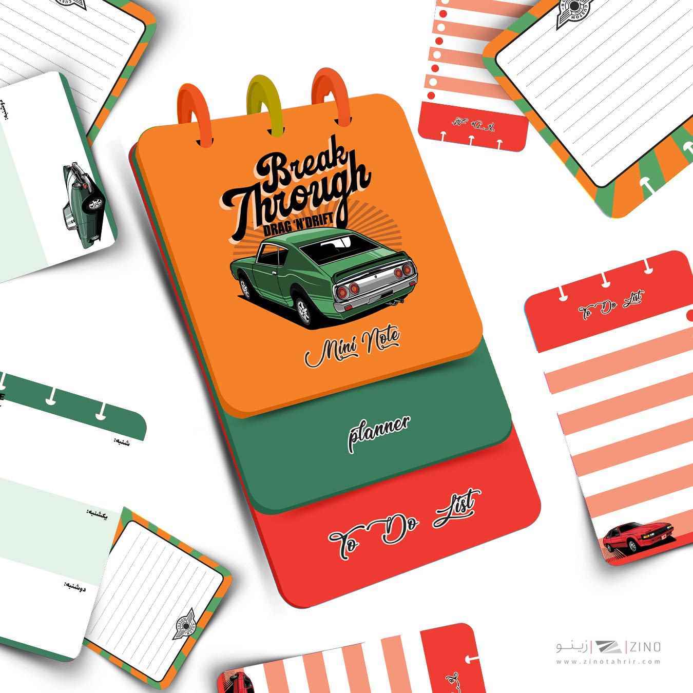 دفتریادداشت90برگ دکمه ای آبرنگ سری پله ای