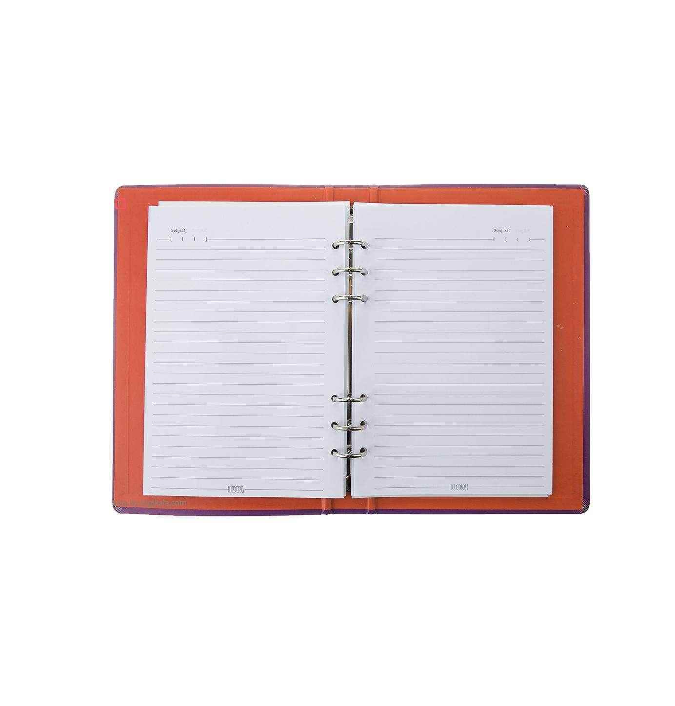 دفترکلاسوری 6حلقه 100برگ قفل فلزجلدسخت ایده