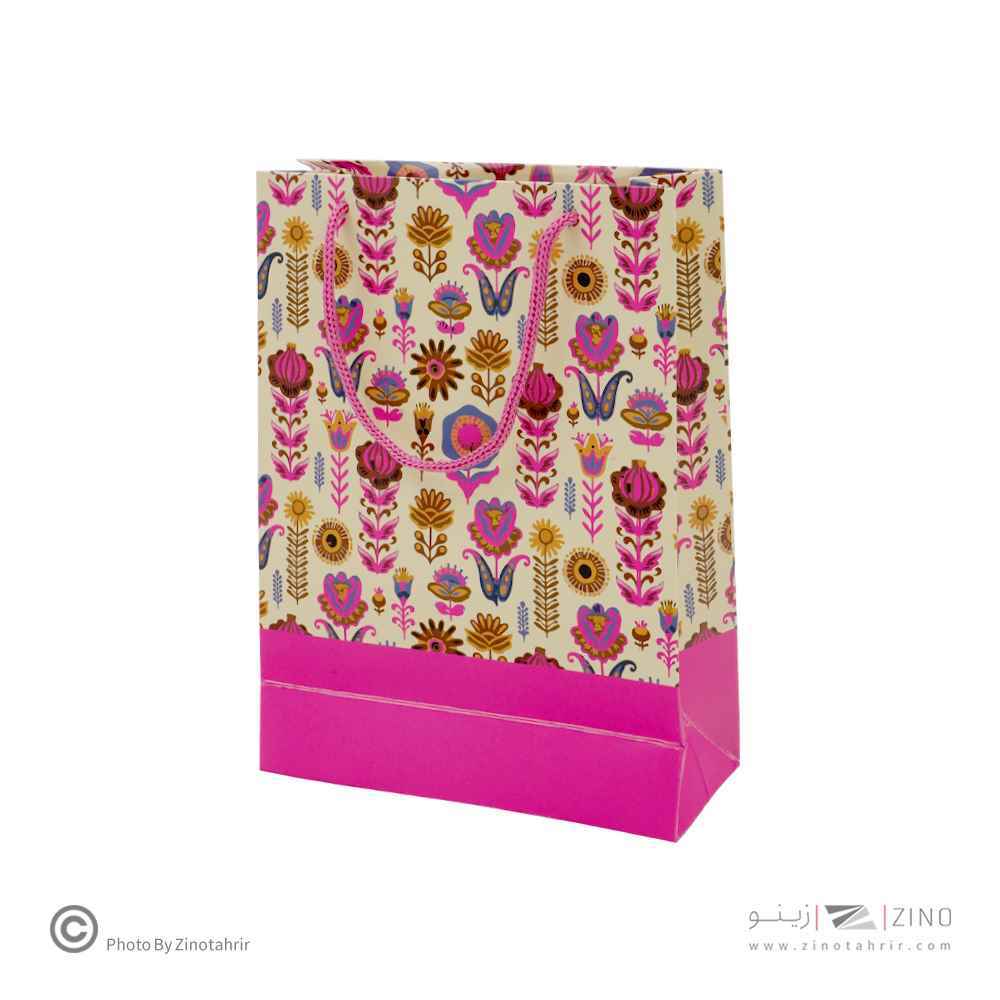 ساک دستی(کادویی)گلاسه طرح دار سایز1هیرمند پیپر16*22