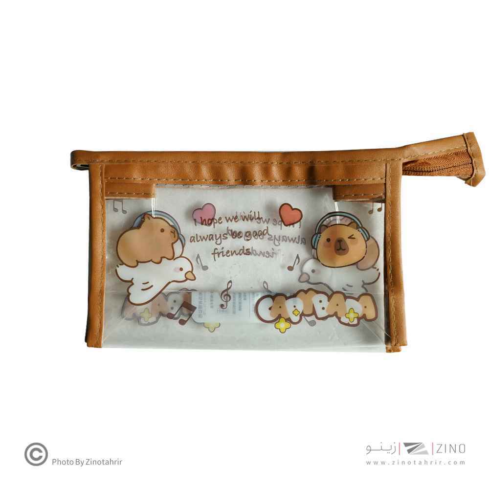 جامدادی تک زیپ دور چرمی طلقی موکا کد2242