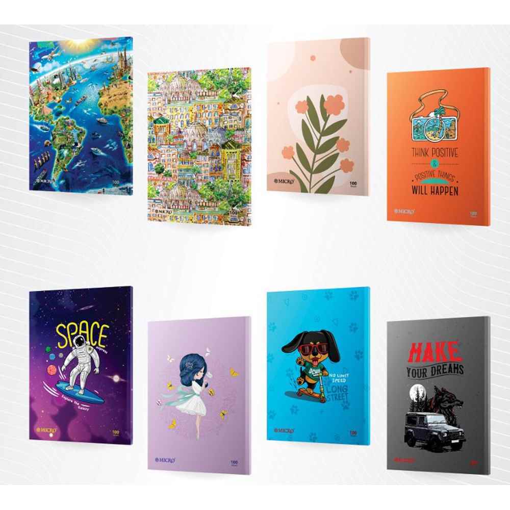 دفتر100برگ وزیری ته چسب طرح کلاسیک میکرو کدD8