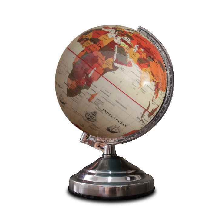 کره جغرافیایی سایز20 پایه کلاسیک چراغ دار کرم فارسی ایده 