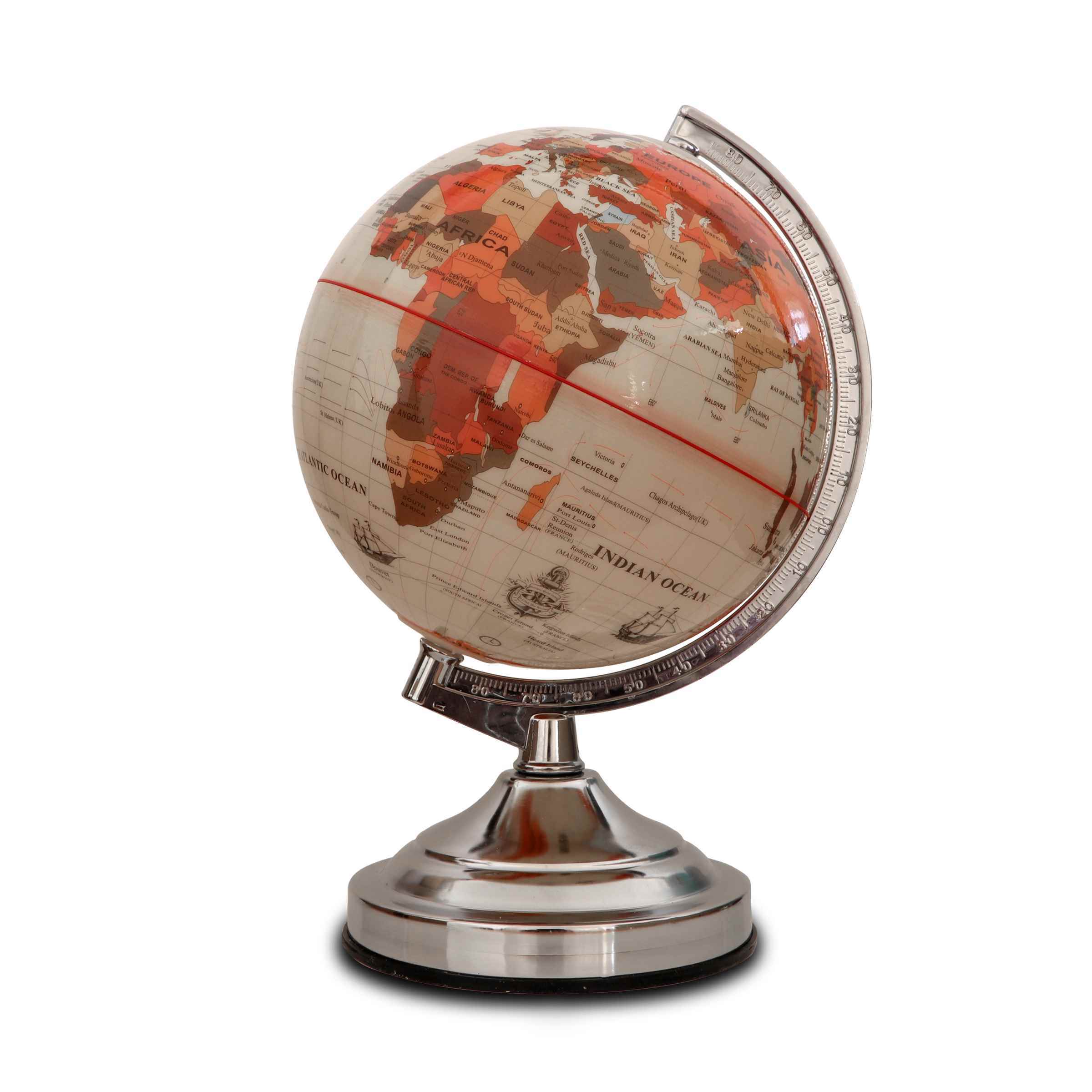 کره جغرافیایی سایز20 پایه کلاسیک چراغ دار کرم لاتین ایده 