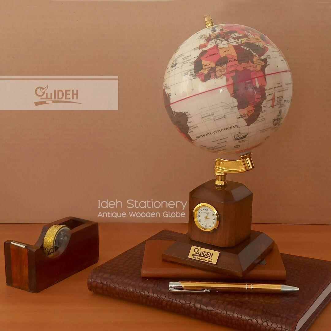 کره جفرافیایی سایز14  پایه چوبی گردون ایده کد109