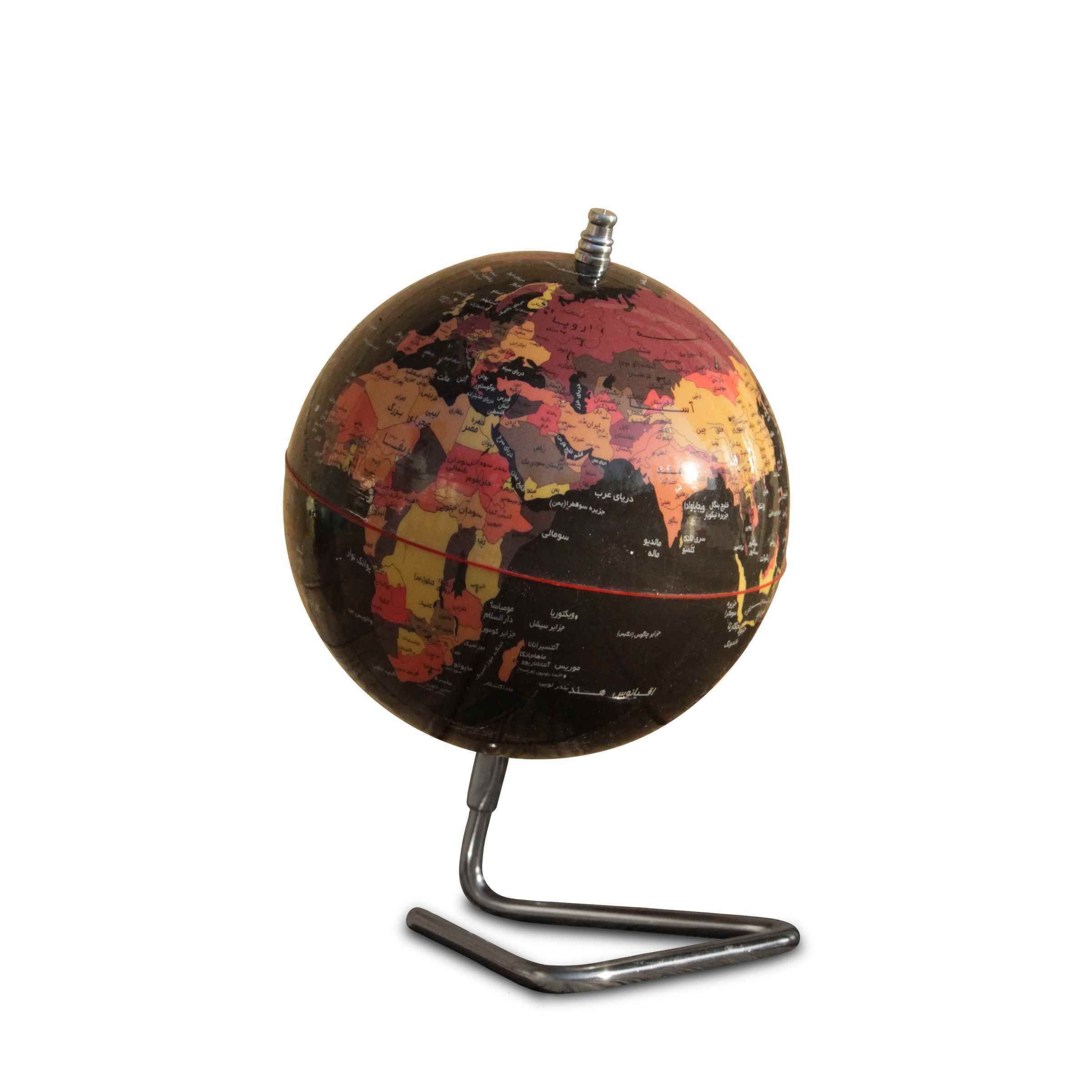 کره جغرافیایی سایز14 پایه هندسی مشکی فارسی ایده