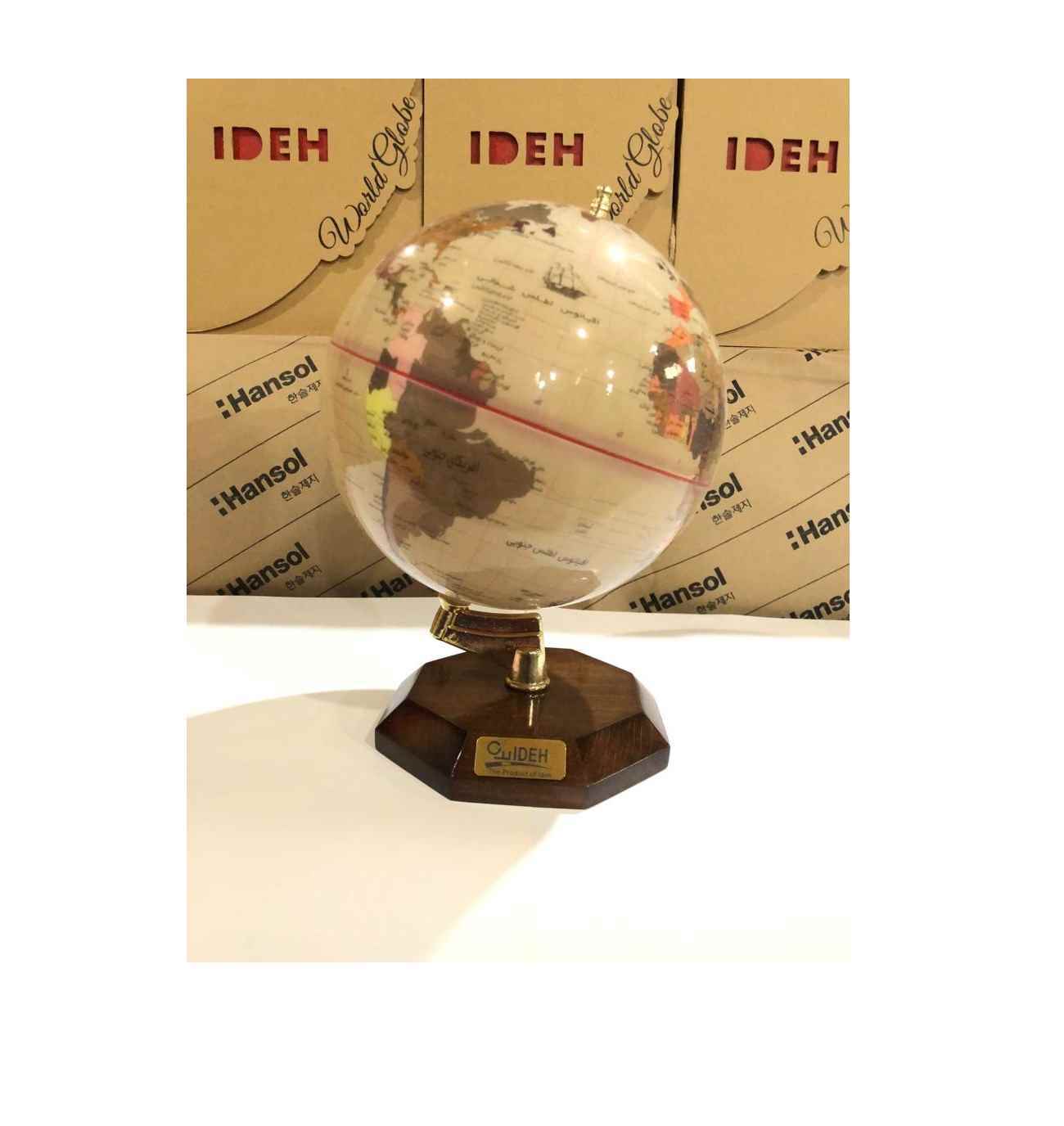 کره جغرافیایی سایز20 پایه چوبی8ضلعی ایده کد114