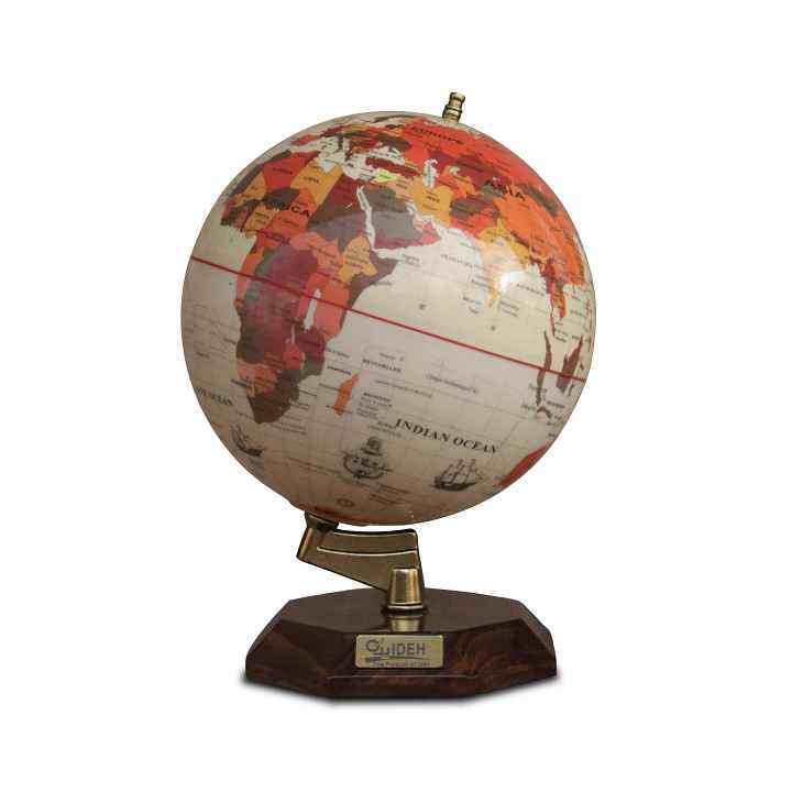 کره جغرافیایی سایز20 پایه چوبی8ضلعی چراغ دارایده کد117