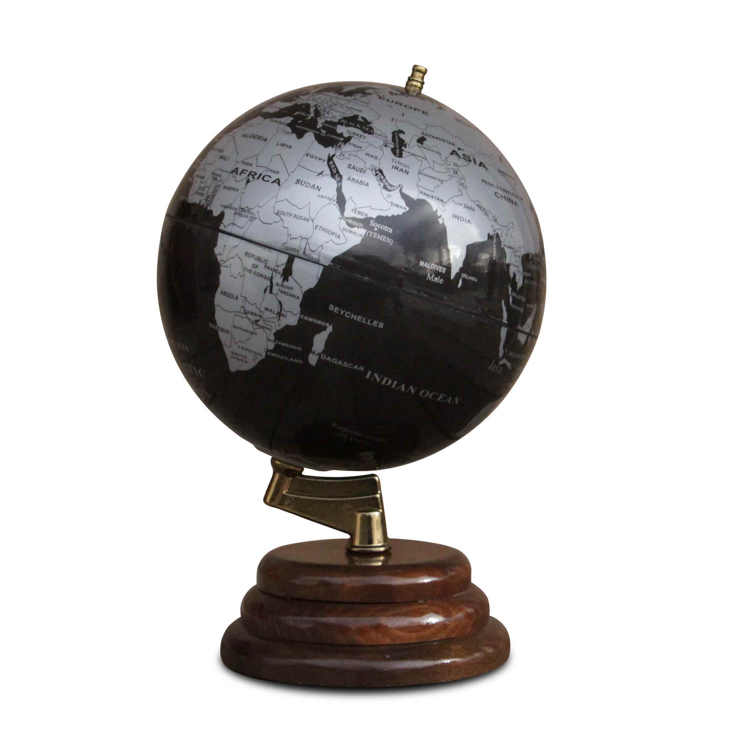 کره جغرافیایی سایز20 پایه چوبی گرد چراغ دارایده کد118