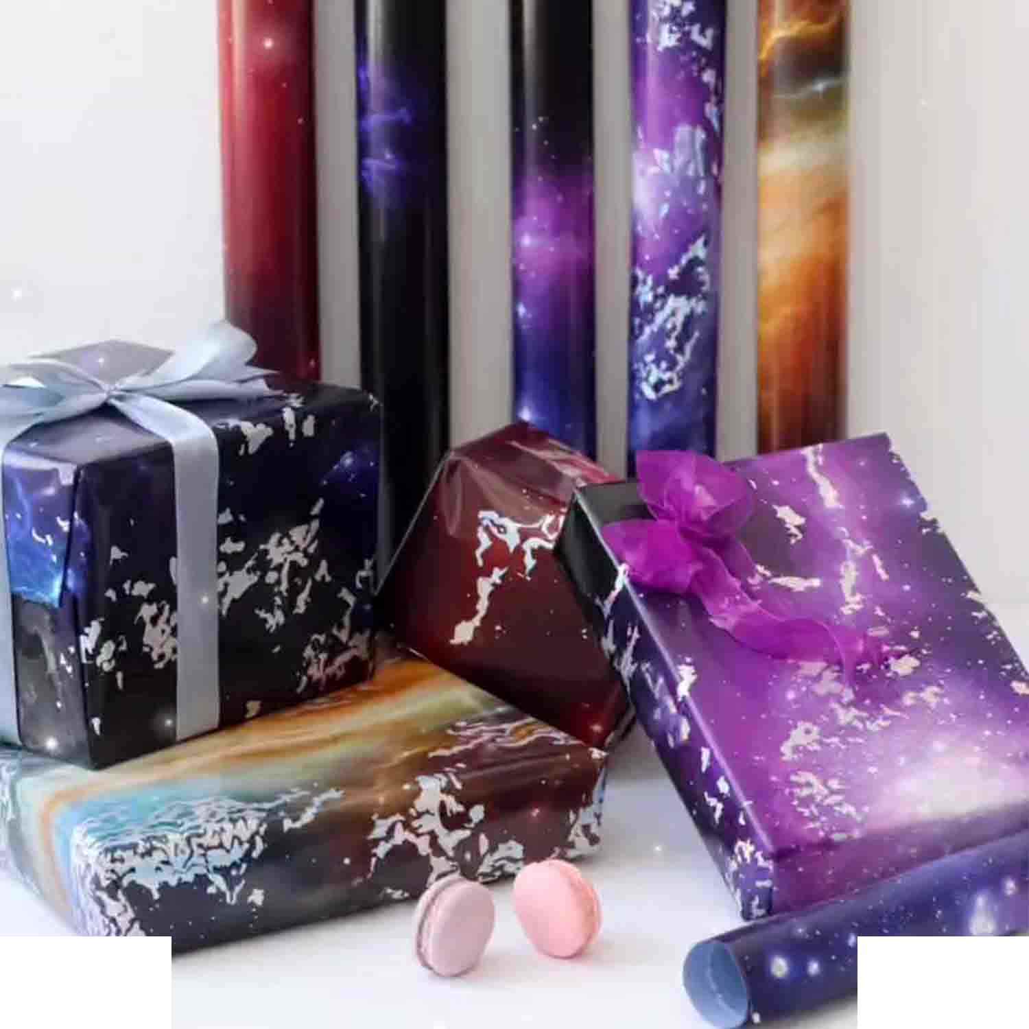 کاغذکادو نقره و طلاکوب برگ سری کهکشانی کد76107