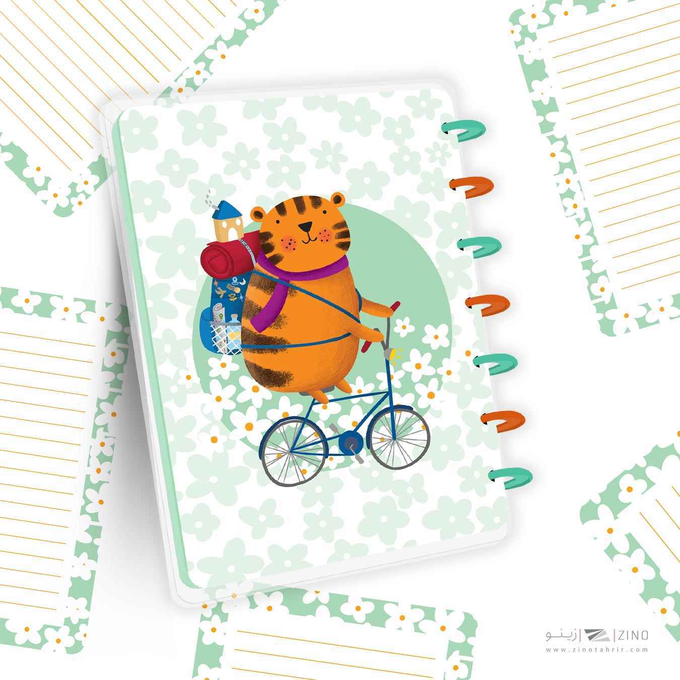 دفتر100برگ20*14جلدطلق پرسی دکمه ای آبرنگ سری تصویرسازی هپی کدA005