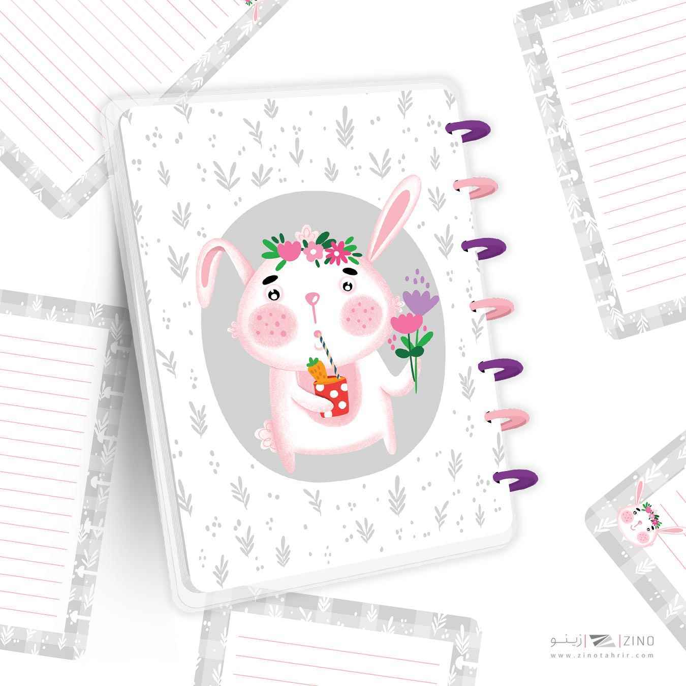 دفتر100برگ20*14جلدطلق پرسی دکمه ای آبرنگ سری تصویرسازی هپی کدA005