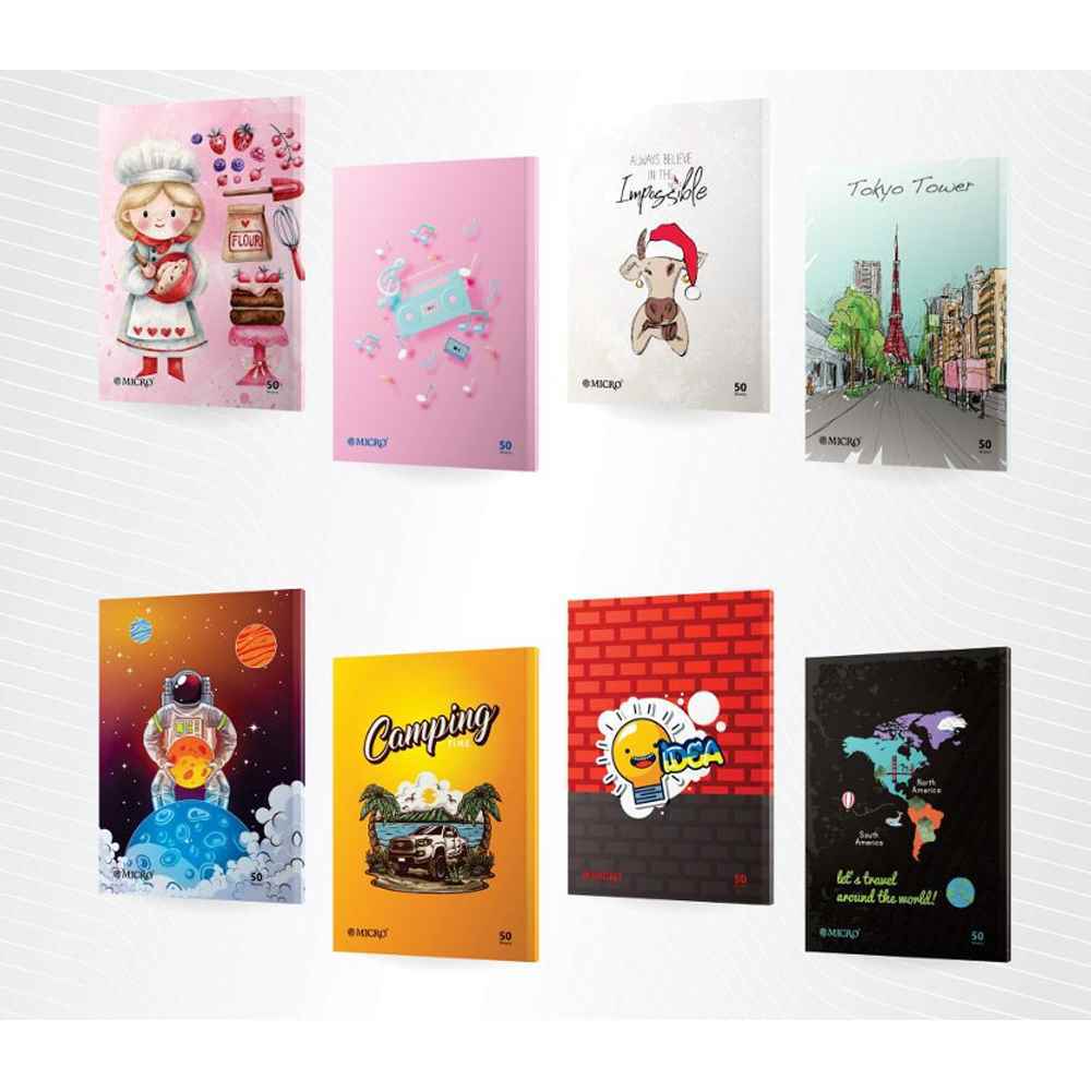 دفتر50برگ وزیری ته چسب میکرو طرح کلاسیک کدD6