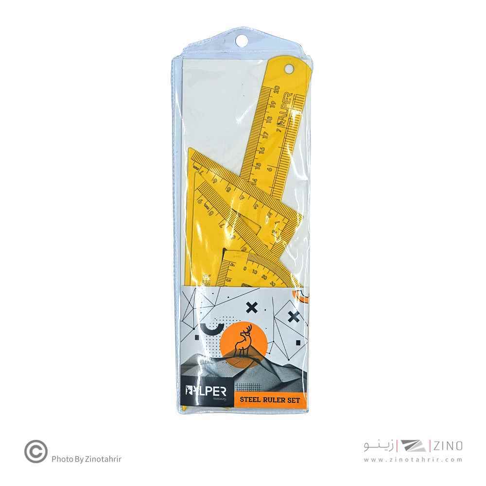 ست گونیا نقاله خط کش فلزی 4تکه آلپر