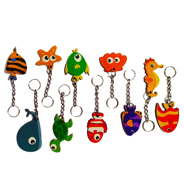 سرکلیدی چوبی حیوانات دریایی ده تایی