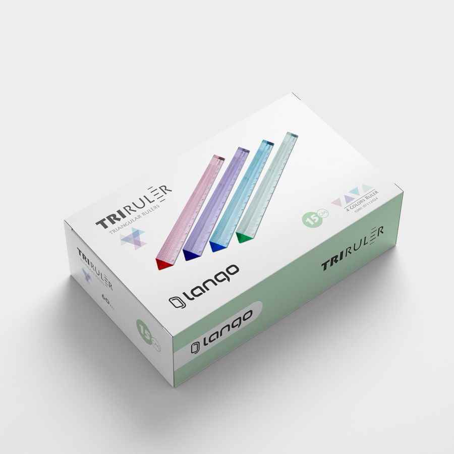 خط کش15سانت کریستال(سه گوش/مثلثی) لانگو رنگی