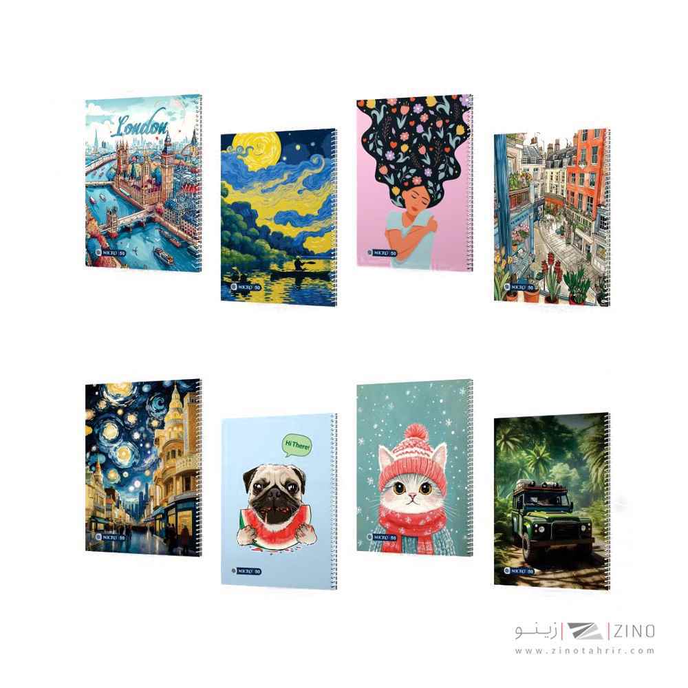 دفتر50برگ نقاشی وزیری سیمی مجلد میکرو طرح کلاسیک کدC40