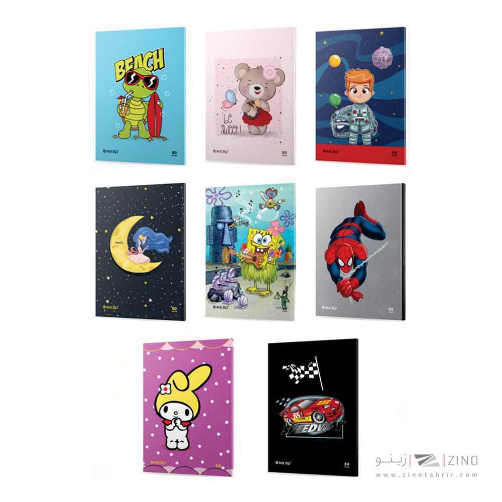 دفتر80برگ وزیری ته چسب میکرو طرح فانتزی کدD3/D7