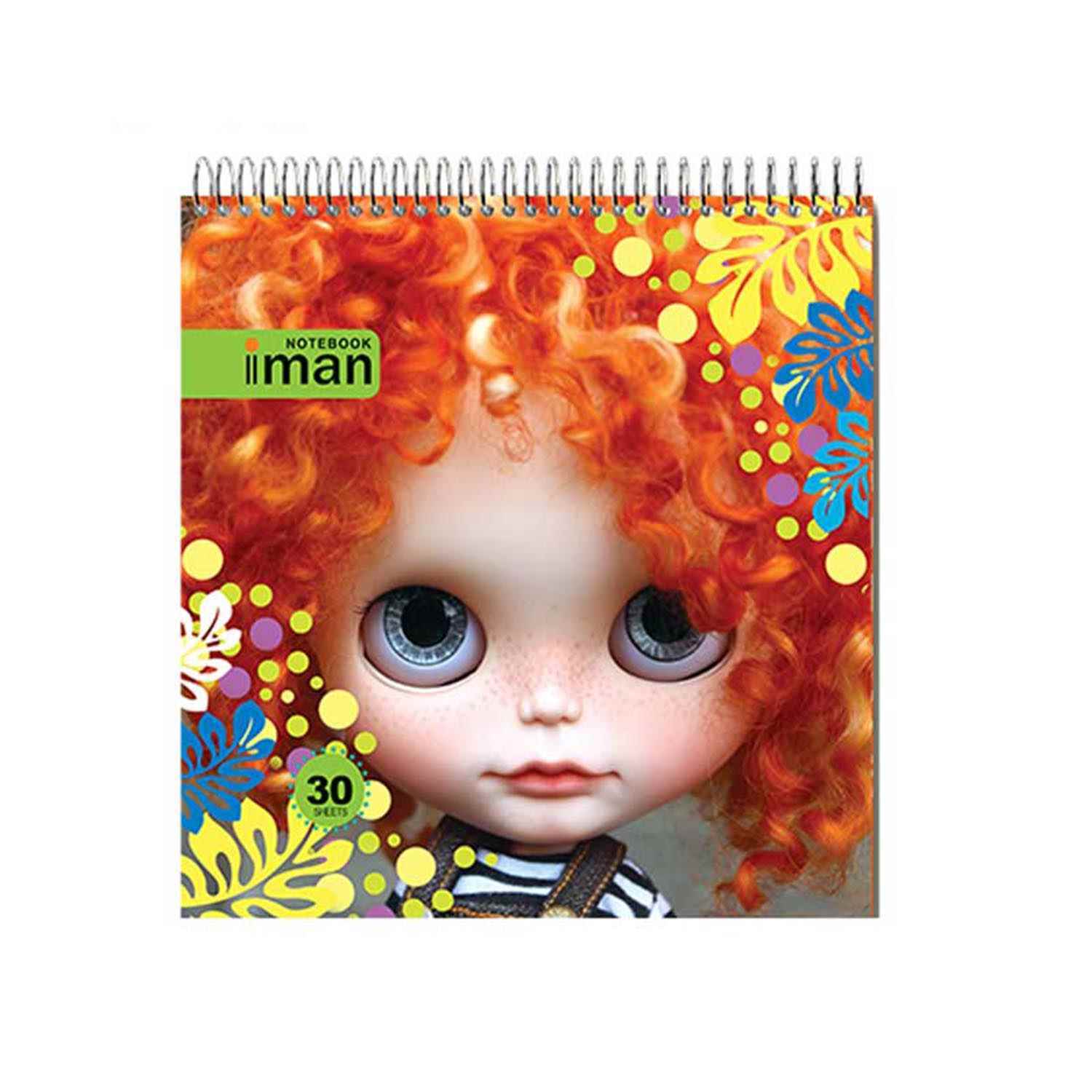 دفتر30برگ نقاشی کد9016 سیم ازبالاطرح عروسکی ایمان