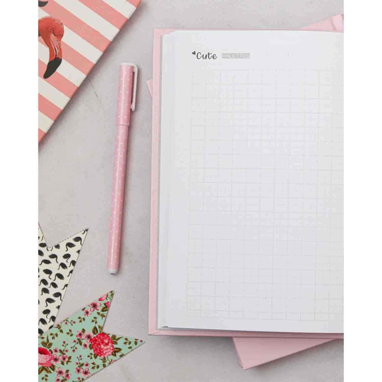 دفتر100برگ شطرنجی A5 ته دوخت جلد سخت طلاکوب/نقره برگ سری کیوت پالت  کد70501