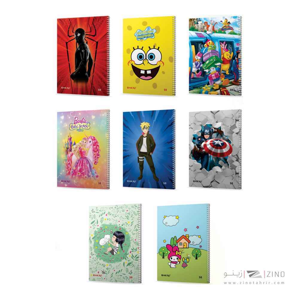 دفتر50برگ وزیری سیمی طلقی گلاسه فانتزی میکرو کدC4/C17/C7/C14