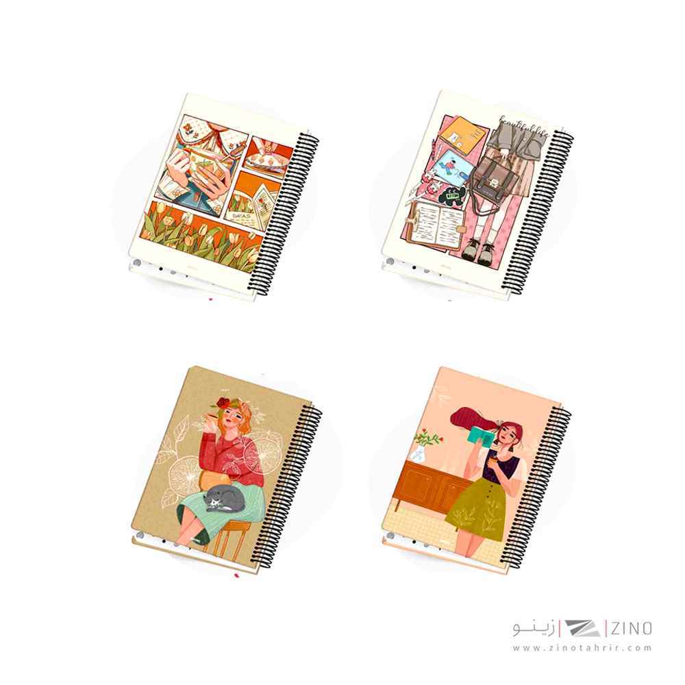 دفتر100برگ وزیری سیمی جلد سخت آبرنگ کدA053