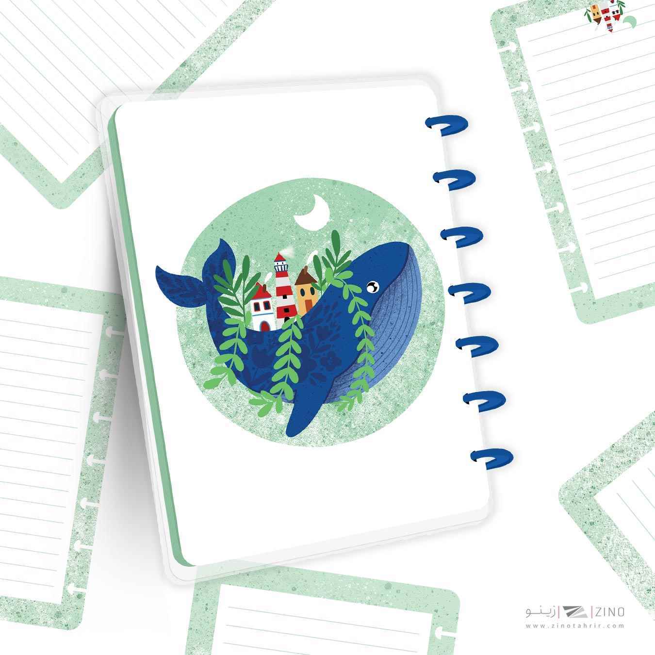 دفتر100برگ20*14جلدطلق پرسی دکمه ای آبرنگ سری تصویرسازی هپی کدA005