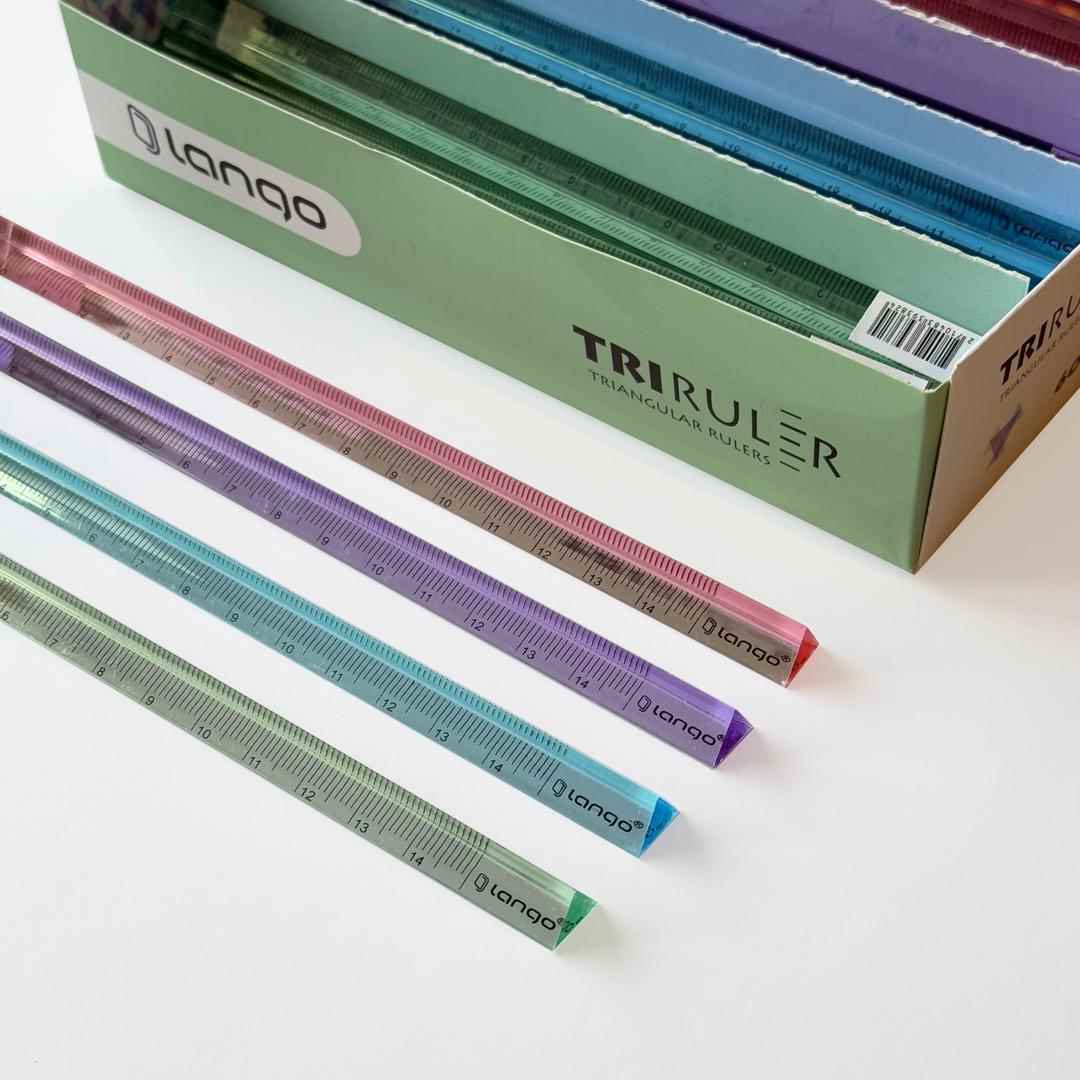 خط کش15سانت کریستال(سه گوش/مثلثی) لانگو رنگی