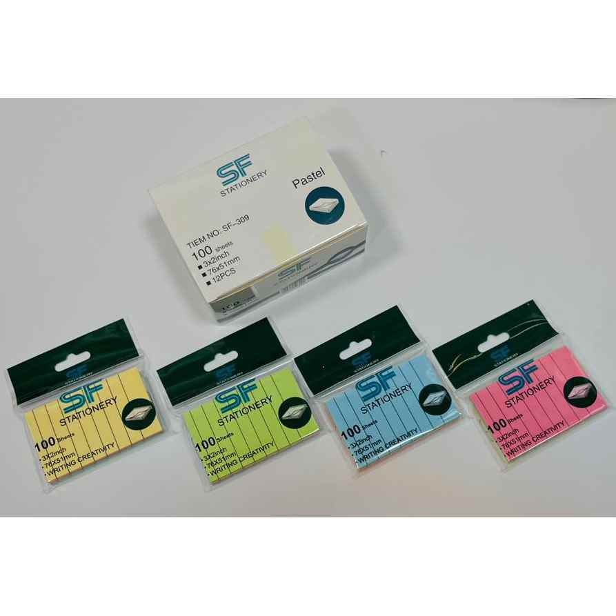 پست ایت100برگ76*51الوان خطدارپاستلی اس اف کدSF-309