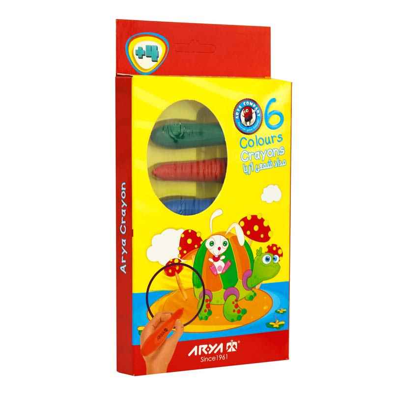 مداد شمعی 6 رنگ آریا arya crayons 2051