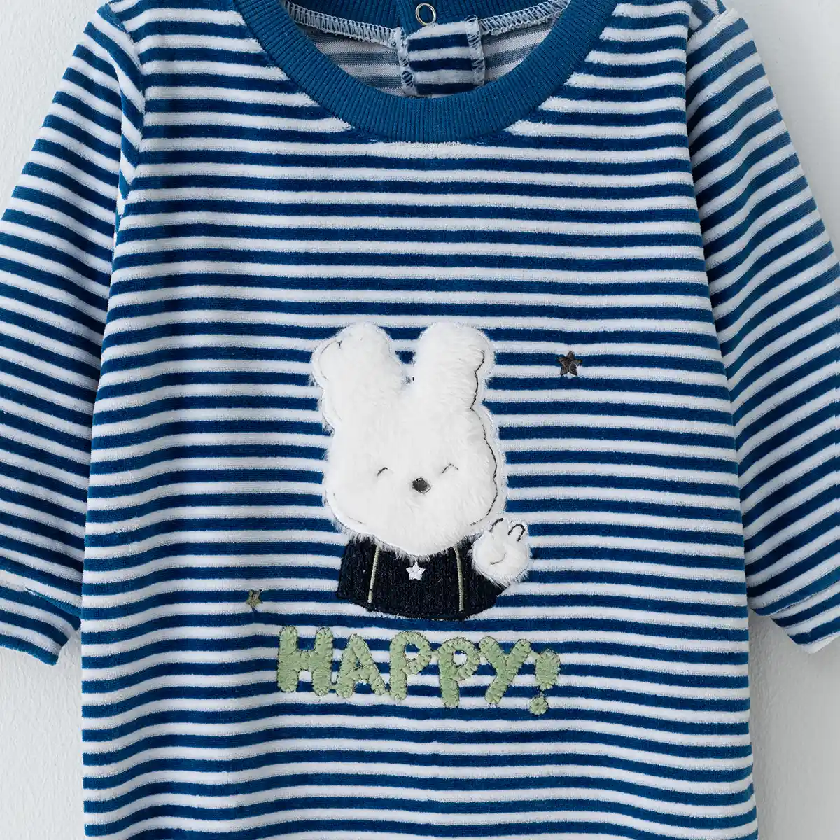 سرهمی مخمل پسرانه با کلاه طرح راه راه هپی کد 421159