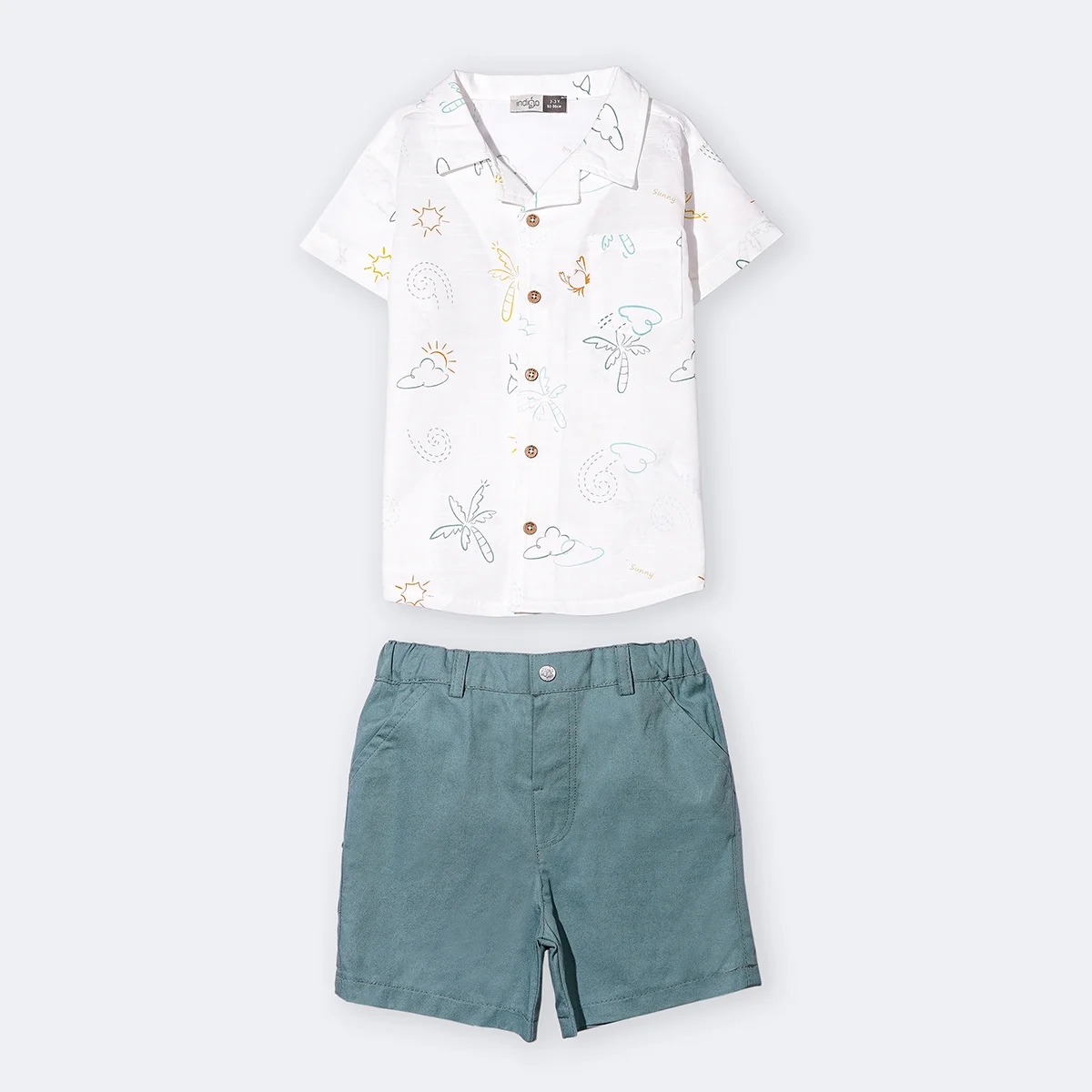 پیراهن و شلوارک پسرانه طرح هاوایی کد 142441