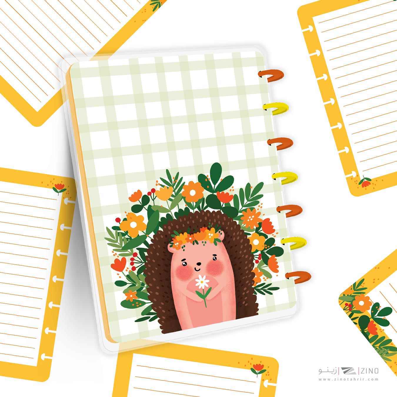 دفتر100برگ20*14جلدطلق پرسی دکمه ای آبرنگ سری تصویرسازی هپی کدA005