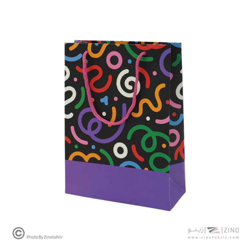ساک دستی(کادویی)گلاسه طرح دار سایز1هیرمند پیپر16*22
