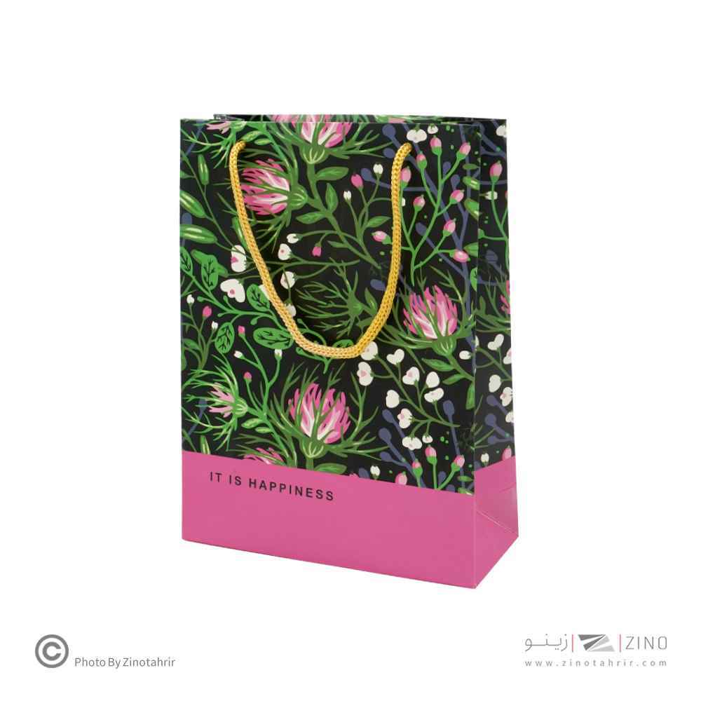 ساک دستی(کادویی)گلاسه طرح دار سایز1هیرمند پیپر16*22