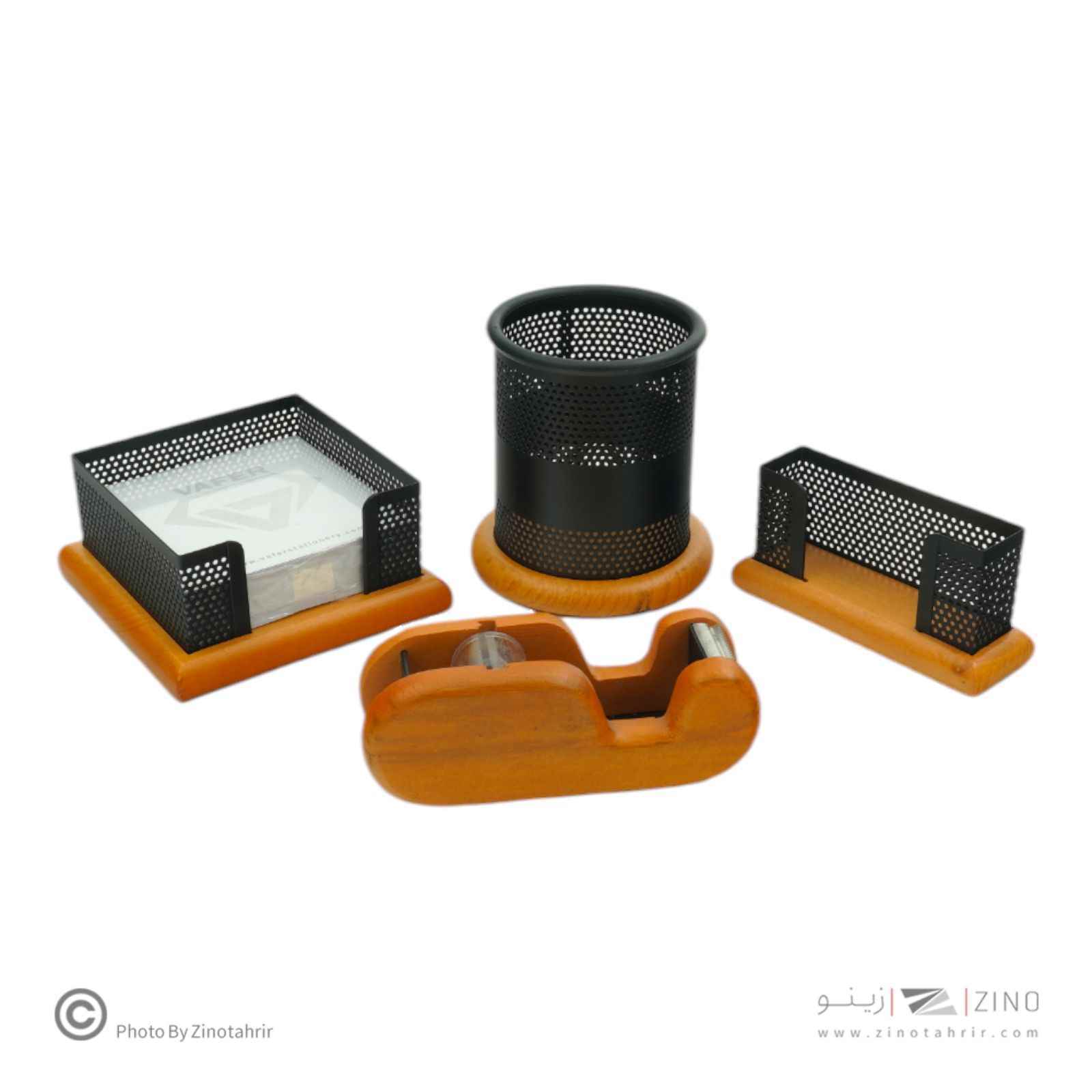 ست رومیزی 4 تکه چوب و فلز 